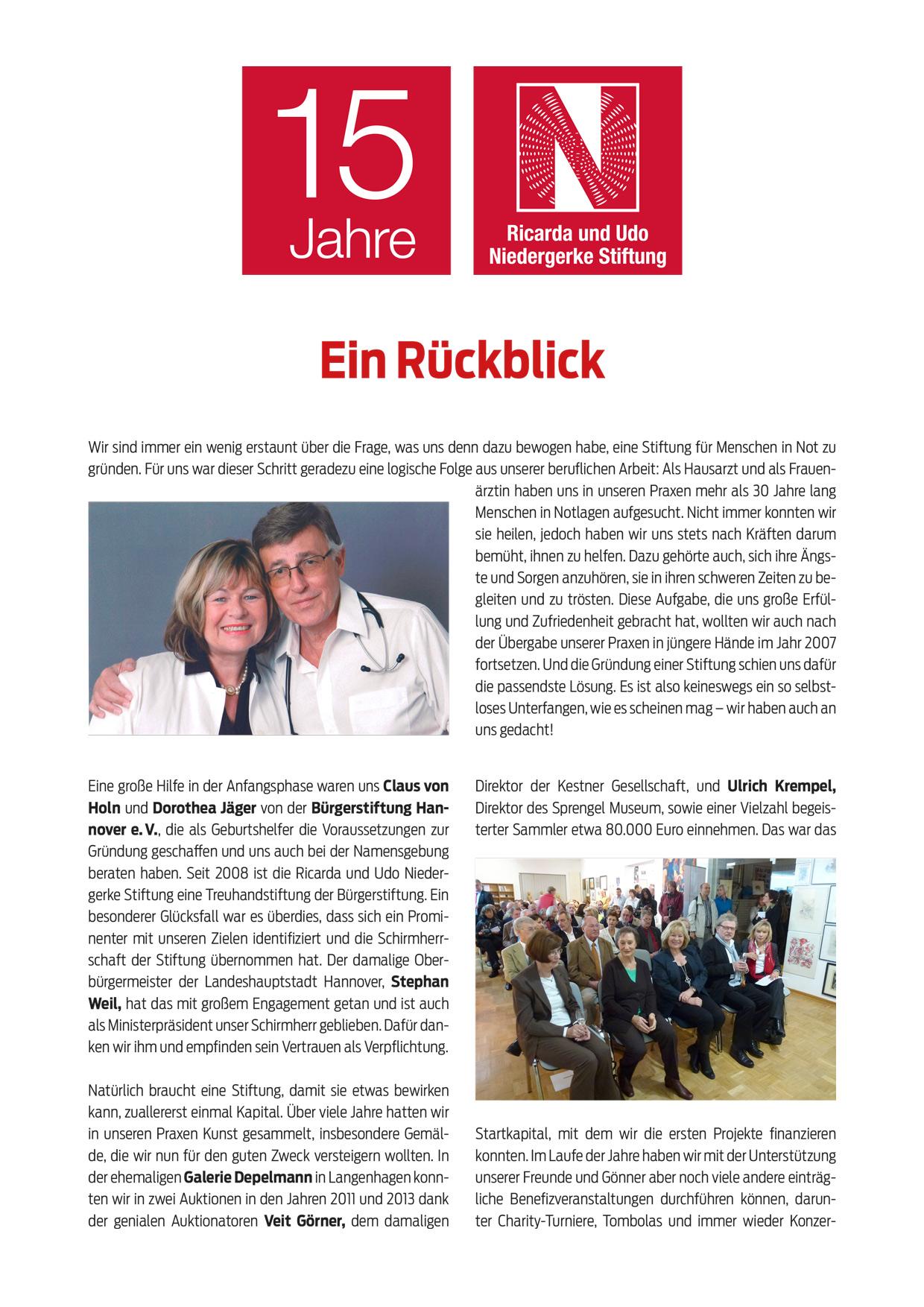 15 Jahre Ricarda und Udo Niedergerke Stiftung