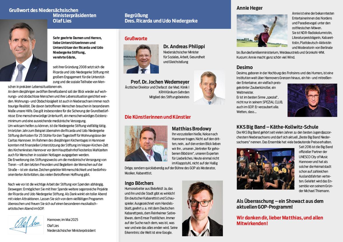 Programm zum Benefizabend 2025